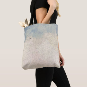 Abstrakte Blüten auf blauen und weißen Gradient-St Tasche