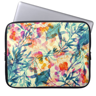 Abstrakte Blüten: Kräuter, Blume Muster. Laptopschutzhülle