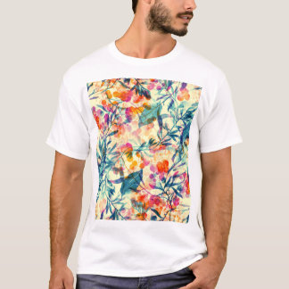 Abstrakte Blüten: Kräuter, Blume Muster. T-Shirt