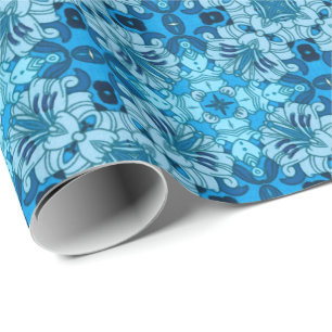 Abstrakte Blütenfarbe Blau Geschenkpapier