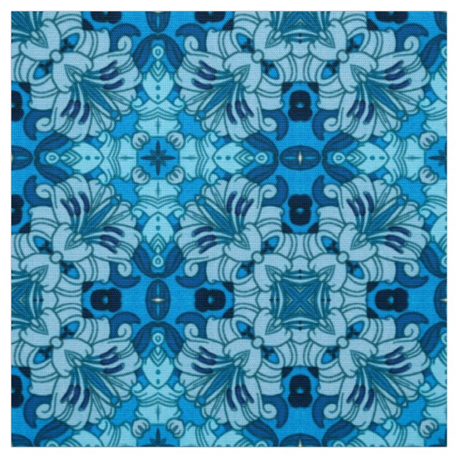 Abstrakte Blütenfarbe Blau Stoff (Muster)