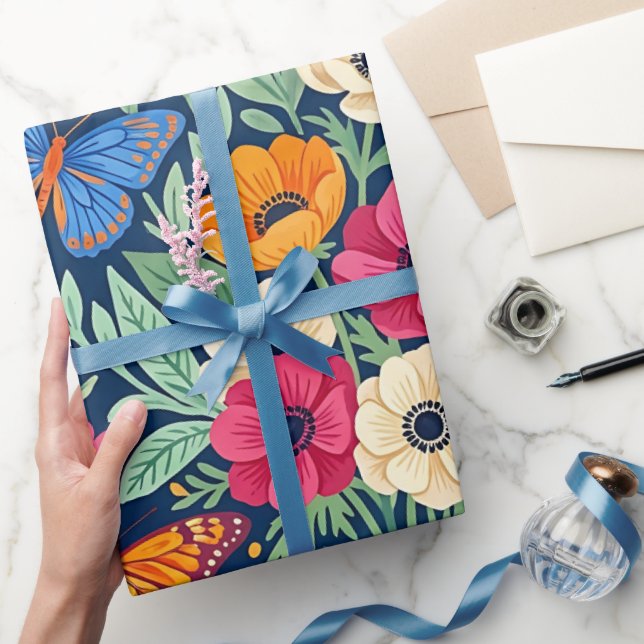 Abstrakte Boho-Anemone Geschenkpapier (Schenken)