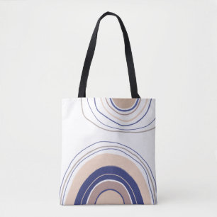 Abstrakte Boho Arches - Blau und Beige Tasche
