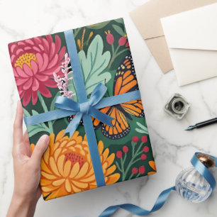 Abstrakte Boho-Chrysanthemen-Geschenkpapier Geschenkpapier