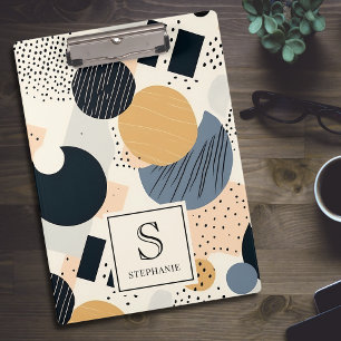 Abstrakte Boho-Erde Geometrische Formen Monogrammi Klemmbrett