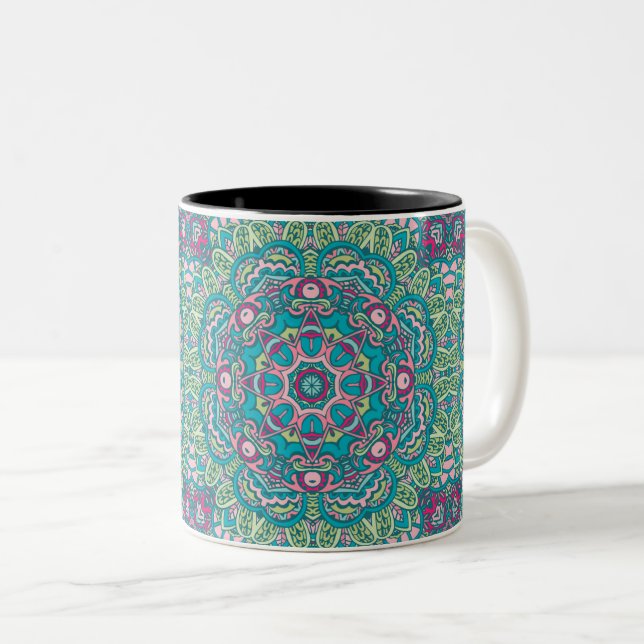 ABSTRAKTE BOHO FESTIVE MANDALA PATTERN TASSE (VorderseiteRechts)