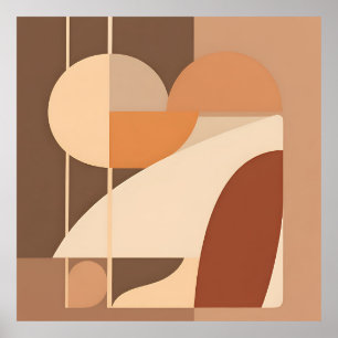 Abstrakte Boho-Geometrie Terrakotta Modern  Poster