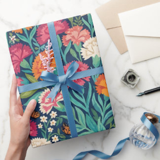 Abstrakte Boho-Nelken-Schmetterlinge-Geschenkpapie Geschenkpapier
