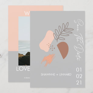 Abstrakte Boho-Schrift Hochzeitsankündigung Foto G Einladung