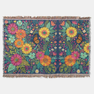 Abstrakte Boho-Sonnenblumen-Monarch-Decken Decke