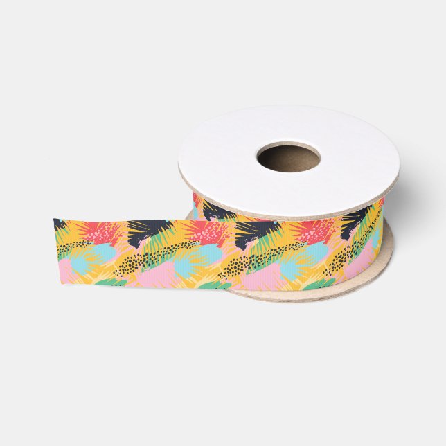 Abstrakte Boho Tropical Palm-Blätter Ripsband (Spule)