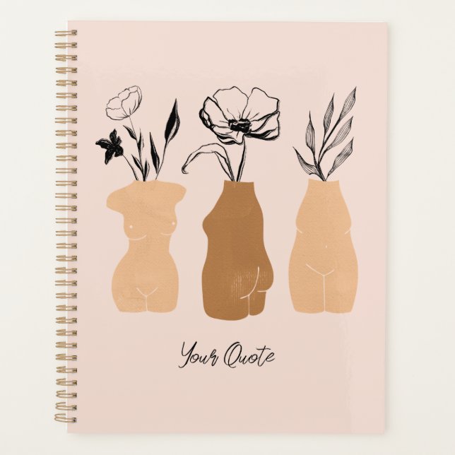 Abstrakte Boho Women Illustration , erdige Töne Planer (Vorderseite)