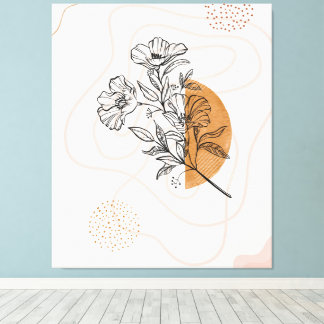 Abstrakte Botanik – Minimalistische Florale Linien Leinwanddruck