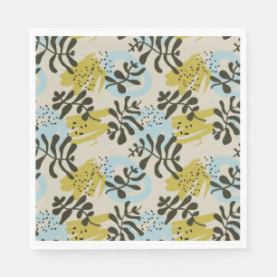 Abstrakte Botanische Boheme-Pastell Grün Blau Serviette
