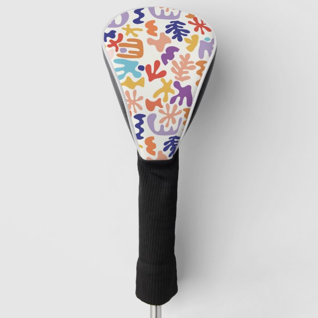 Abstrakte botanische Formen, farbenfroh Golf Headcover (Vorderseite)