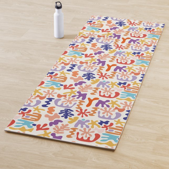 Abstrakte botanische Formen, farbenfroh Yogamatte (Beispiel)