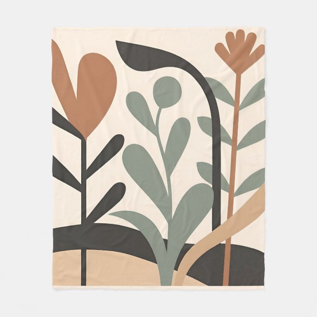Abstrakte botanische Formen Fleecedecke (Vorderseite)