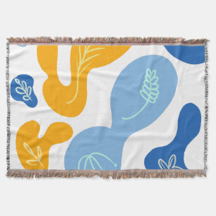 Abstrakte botanische Kugeln Blau Gelbe Wurfdecke Decke