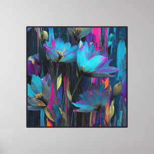 Abstrakte botanische Kunst Electric Bloom Leinwanddruck
