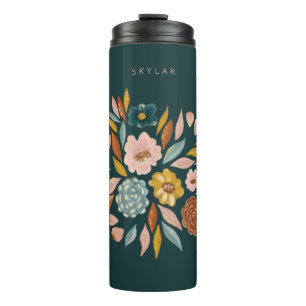 Abstrakte botanische Ölmalerei mit Blütenblättern Thermosbecher