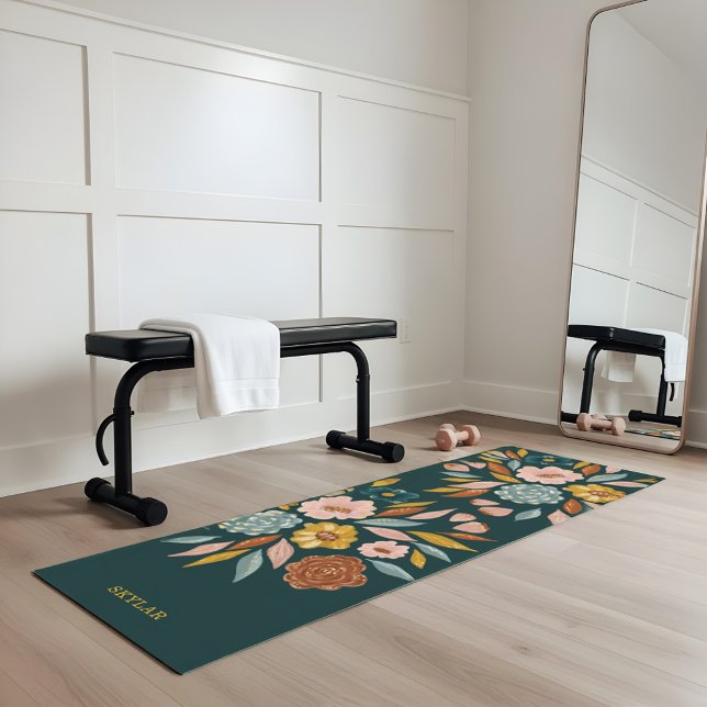 Abstrakte botanische Ölmalerei mit Blütenblättern Yogamatte (Abstract Botanical Floral & Leaf Oil Painting Yoga Mat)