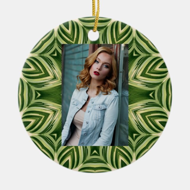 abstrakte botanische tropische Blätter mit Pflanze Keramik Ornament (Vorne)