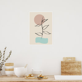Abstrakte botanische Wandkunst – Minimale Linienku Poster