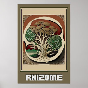 Abstrakte botanische Wandkunst, Rhizom-Illustratio Poster