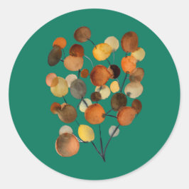 Abstrakte braune Herbstbaumkunst Runder Aufkleber