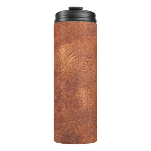 abstrakte braune Ledertextur Hintergrundleder,t Thermosbecher