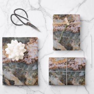 Abstrakte braune weiße grungy Felsurtextur Geschenkpapier Set