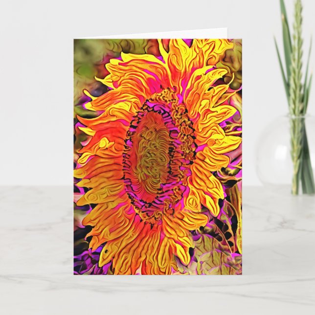 Abstrakte Bright Sonnenblumenkarte Karte (Vorderseite)