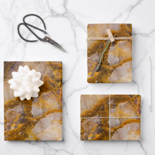 Abstrakte Bronze weiße Mineralgestein-Textur Geschenkpapier Set