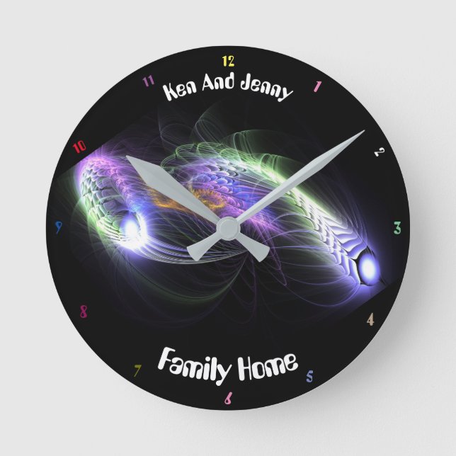 Abstrakte, bunte Gelee-Fische funky cool aussehen Runde Wanduhr (Vorderseite)
