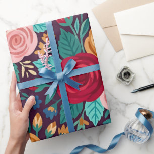 Abstrakte bunte Rosen Schmetterling Geschenkpapier