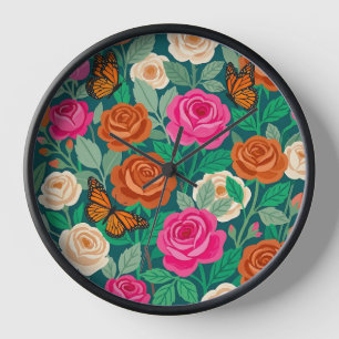 Abstrakte bunte Rosen- und Monarchen-Kunstuhren Uhr