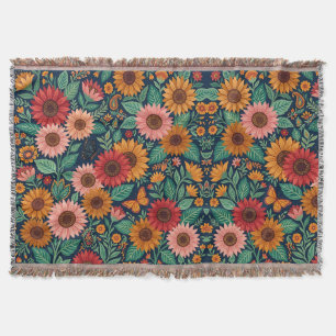 Abstrakte bunte Sonnenblumen Schmetterlinge Decken