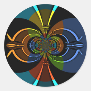 Abstrakte Burst Art Print Runder Aufkleber