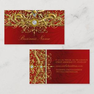 Abstrakte Business Card Gold Red Swirl Visitenkarte