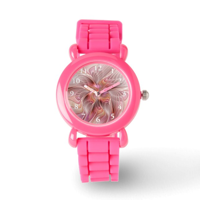 Abstrakte Butterfly Farbenfrohe Fantasie Fraktal K Armbanduhr (Vorderseite)