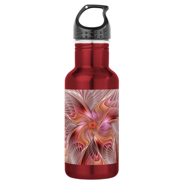 Abstrakte Butterfly Farbenfrohe Fantasie Fraktal K Edelstahlflasche (Vorderseite)