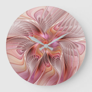 Abstrakte Butterfly Farbenfrohe Fantasie Fraktal K Große Wanduhr
