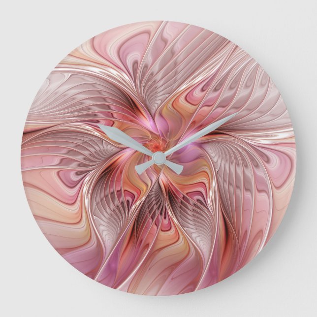 Abstrakte Butterfly Farbenfrohe Fantasie Fraktal K Große Wanduhr (Vorderseite)