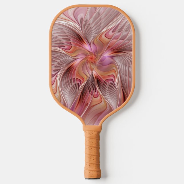Abstrakte Butterfly Farbenfrohe Fantasie Fraktal K Pickleball Schläger (Vorderseite)