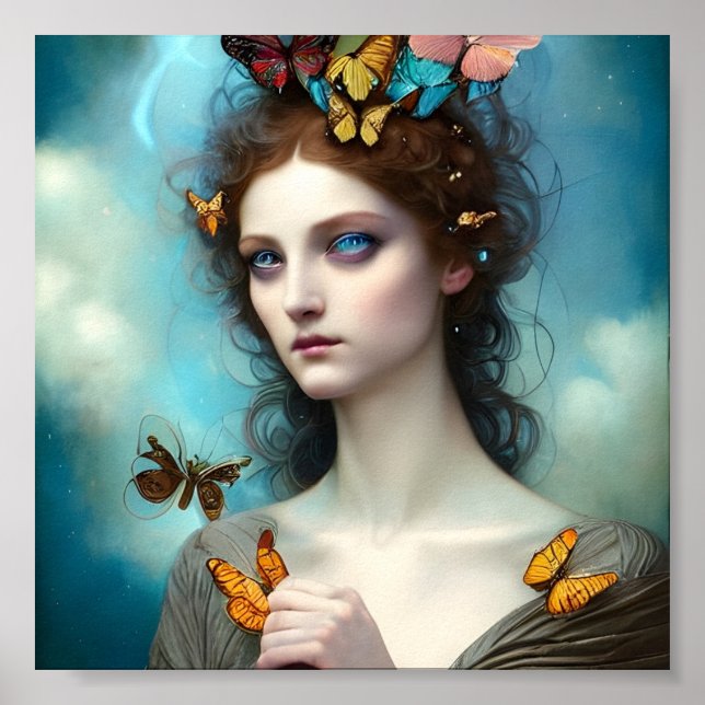 Abstrakte Butterfly Princess Poster (Vorne)