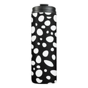 Abstrakte Cheetah Spots Schwarz-Weiß-Monochrome Thermosbecher