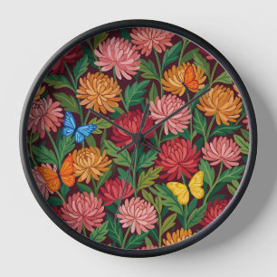 Abstrakte Chrysanthemen Schmetterlinge Kunst Uhren