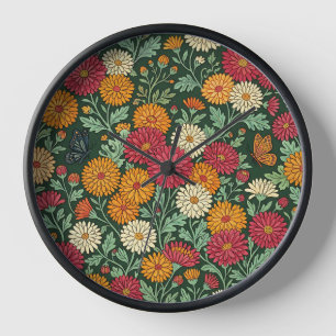 Abstrakte Chrysanthemen Schmetterlinge Kunst Uhren