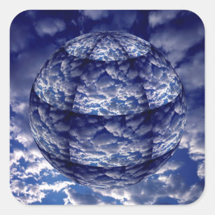 Abstrakte Cloud-3D-Kugel Quadratischer Aufkleber