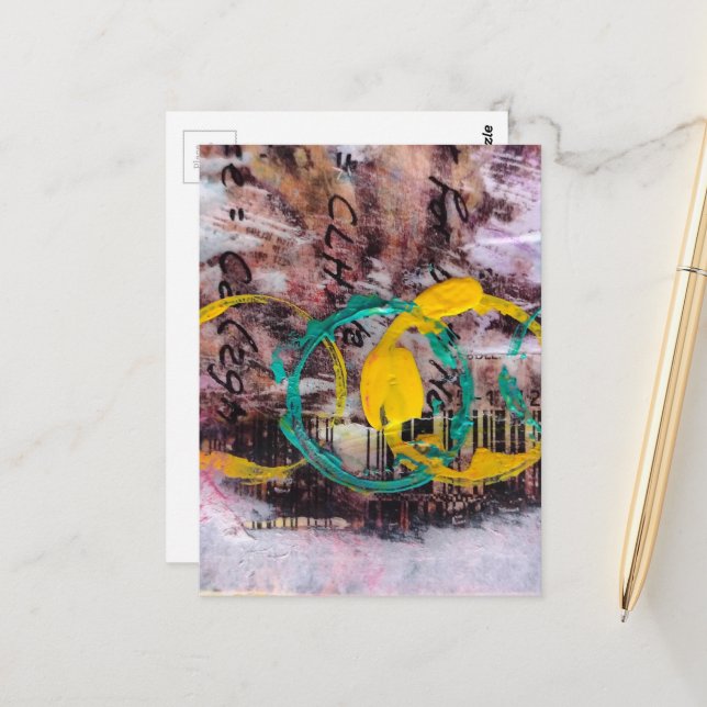 abstrakte Collage Kreise Postkarte (Vorderseite/Rückseite Beispiel)